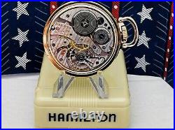 Stellar Hamilton 950B RR Pocket Watch 16s 23j withBakelite Case SERVICED! C1949
