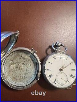 Sterling Silver English Pair Pare Case Fusee Pocket Watch