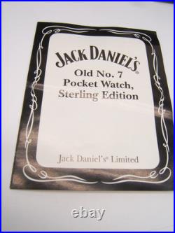 Sterling Silver Jack Daniels Old No 7 Pocket Watch Never Used Box Papers & Case