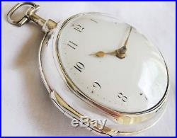Sterling silver pair case verge fusee Pocket watch Jasper Williams London 1802
