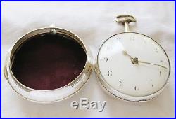 Sterling silver pair case verge fusee Pocket watch Jasper Williams London 1802