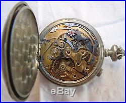 Stop Watch Rattrapante Chronograph Pocket Watch open face nickel chromiun case