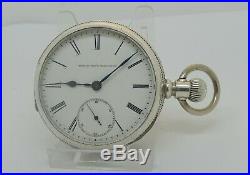 Stunning 1887 Elgin side-wind mans silver pocket watch, ornate case, accurate