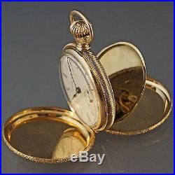 Stunning 1893 Elgin Solid 14K Yellow Gold Hunter Case 11J, 0 Size Pocket Watch