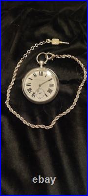 Stunning Key Wind Key Set Pocket Watch English Sterling Case With Key Working