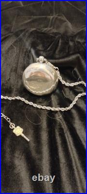 Stunning Key Wind Key Set Pocket Watch English Sterling Case With Key Working