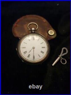 Stunning Key Wind Key Set Pocket Watch English Sterling Case With Key Working