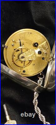 Stunning Key Wind Key Set Pocket Watch English Sterling Case With Key Working