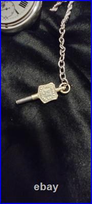 Stunning Key Wind Key Set Pocket Watch English Sterling Case With Key Working