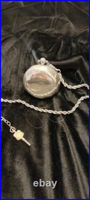 Stunning Key Wind Key Set Pocket Watch English Sterling Case With Key Working