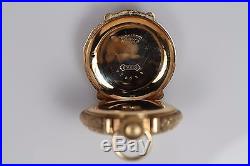 Stunning Solid 14k Gold Multi Color Waltham Box Hing Pocket Watch Deer Case