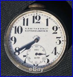 Stunning Vintage S Smith & Son London Goliath Pocket Watch In Brass Car Case