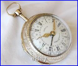 SuperB Verge fusee Pocket watch repousse case, calendar Jan Gould Amsterdam 1779