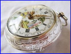 SuperB Verge fusee Pocket watch repousse case painted dial John Tarts London1771