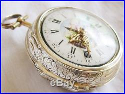 SuperB Verge fusee Pocket watch repousse case painted dial John Tarts London1782