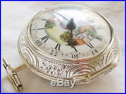 SuperB Verge fusee Pocket watch repousse case painted dial Seamoure London1794