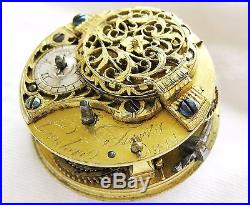 SuperB pair case repousse Pocket watch Tarts London, champleve dial, calendar