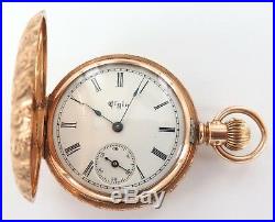 Superb Case / 14k Gold 1893 Elgin 0s 7j Ladies Pocket Watch