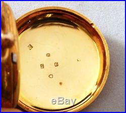 Superb Fancy 18Kt GOLD POCKET WATCH Antique 1886 Key Wind Rotherhams Case 50Gr