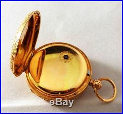 Superb Fancy 18Kt GOLD POCKET WATCH Antique 1886 Key Wind Rotherhams Case 50Gr