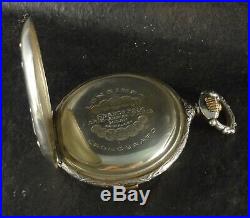 Superb Longines Silver Chronograph Pocket Watch Carved Hunter Case Antique Rare