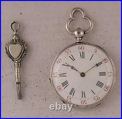 Superb Silver Case Cylindre 150-Years-Old Swiss Pocket Watch Serviced Perfect