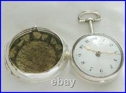 Superb Silver pair case verge fusee Pocket watch J. Willmore London, year 1763