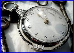 Superb late 18thC verge fusee silver pair cased pocket watch
