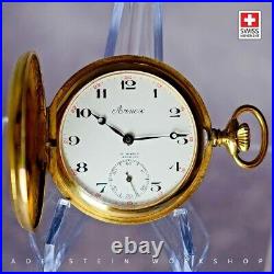 Swiss 14G New 17 Jewels Incabloc Gold-Plated Case Pocket Watch Unitas 6498