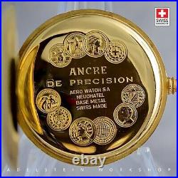 Swiss 14G New 17 Jewels Incabloc Gold-Plated Case Pocket Watch Unitas 6498