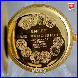 Swiss 14G New 17 Jewels Incabloc Gold-Plated Case Pocket Watch Unitas 6498