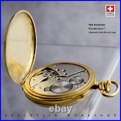 Swiss 14G New 17 Jewels Incabloc Gold-Plated Case Pocket Watch Unitas 6498