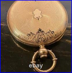 Swiss 14k Solid Gold key wind hunter case pocket watch, 41mm mid 1800s