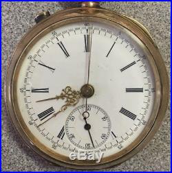 Swiss 21J Split Second Chronograph SOLID GOLD CASE Pocket Watch