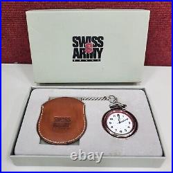 Swiss Amy Quartz Pocket Watch with Leather Case and Chain