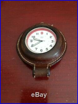 Swiss Army Pocket Watch With Leather Case. Box. Made In Switzerland. Works
