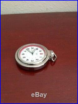 Swiss Army Pocket Watch With Leather Case. Box. Made In Switzerland. Works
