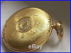 Swiss Charles E Jacot's 41mm, 18K gold and enamel hunting case pocket watch