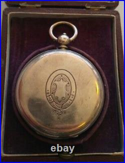 Swiss Fusee Barrel Key Wind Pocket Watch Royal Warrant Sterling Case 53mm As Is