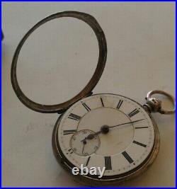 Swiss Fusee Barrel Key Wind Pocket Watch Royal Warrant Sterling Case 53mm As Is