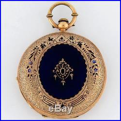 Swiss Hunting Case Gold Filled Enamel Portrait KWithKS Antique Pocket Watch 40mm