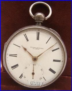 Swiss Pocket Watch Fusee Movement Key Wind Silver Case Size 18 As Is
