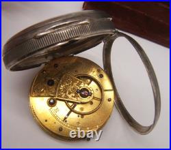 Swiss Pocket Watch Fusee Movement Key Wind Silver Case Size 18 As Is