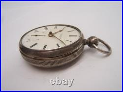 Swiss Pocket Watch Fusee Movement Key Wind Silver Case Size 18 As Is