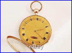 Swiss Verge Cylinder Repeater 18K Gold Open Face Case Pocket Watch Great No202