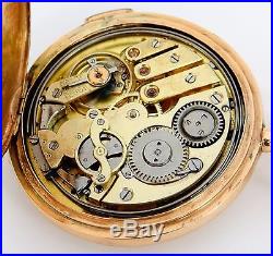 Swiss quarter hour repeater pocket watch in 18K gold hunter case rf25930