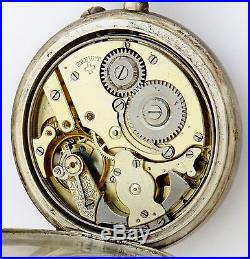 Swiss quarter hour repeating calendar pocket watch. 800 silver case rf24365