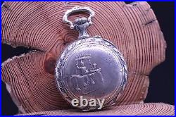 TAVANNES POCKET WATCH HOT AIR BALLON CASE 50.9mm FOR REPAIR (KK)