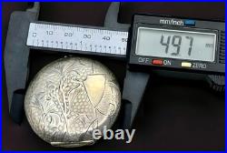 TITAN Swiss Pocket Watch Solid Silver 0.800 15 Jewels Floral Engraved Case