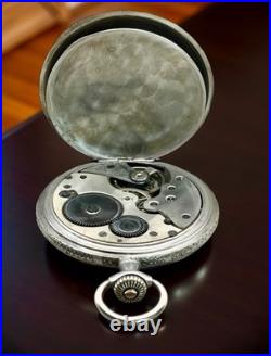 TITAN Swiss Pocket Watch Solid Silver 0.800 15 Jewels Floral Engraved Case